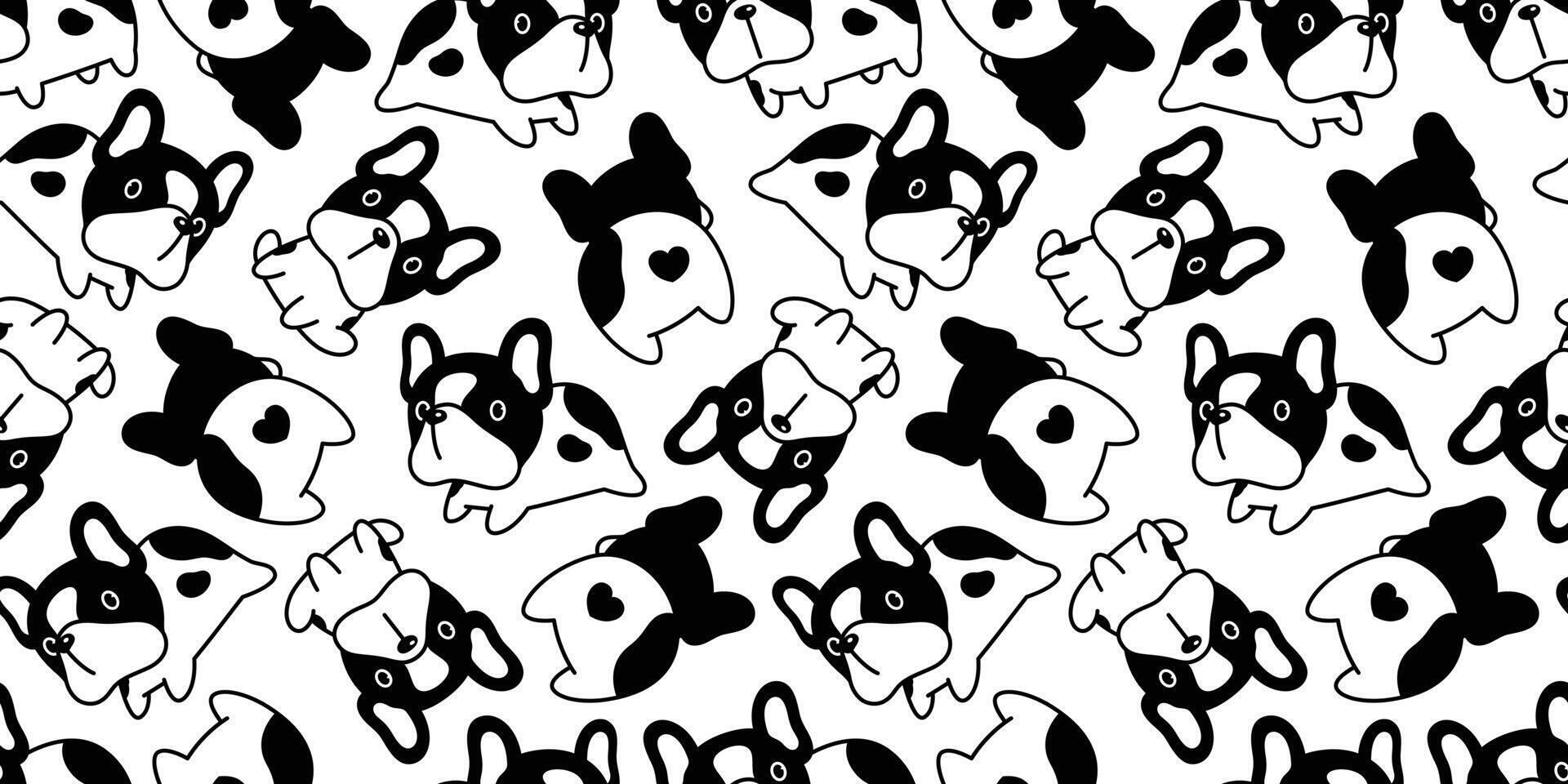 dog seamless pattern french bulldog paw footprint vector heart valentine repeat wallpaper scarf isolated tile background cartoon puppy head pet doodle illustration design