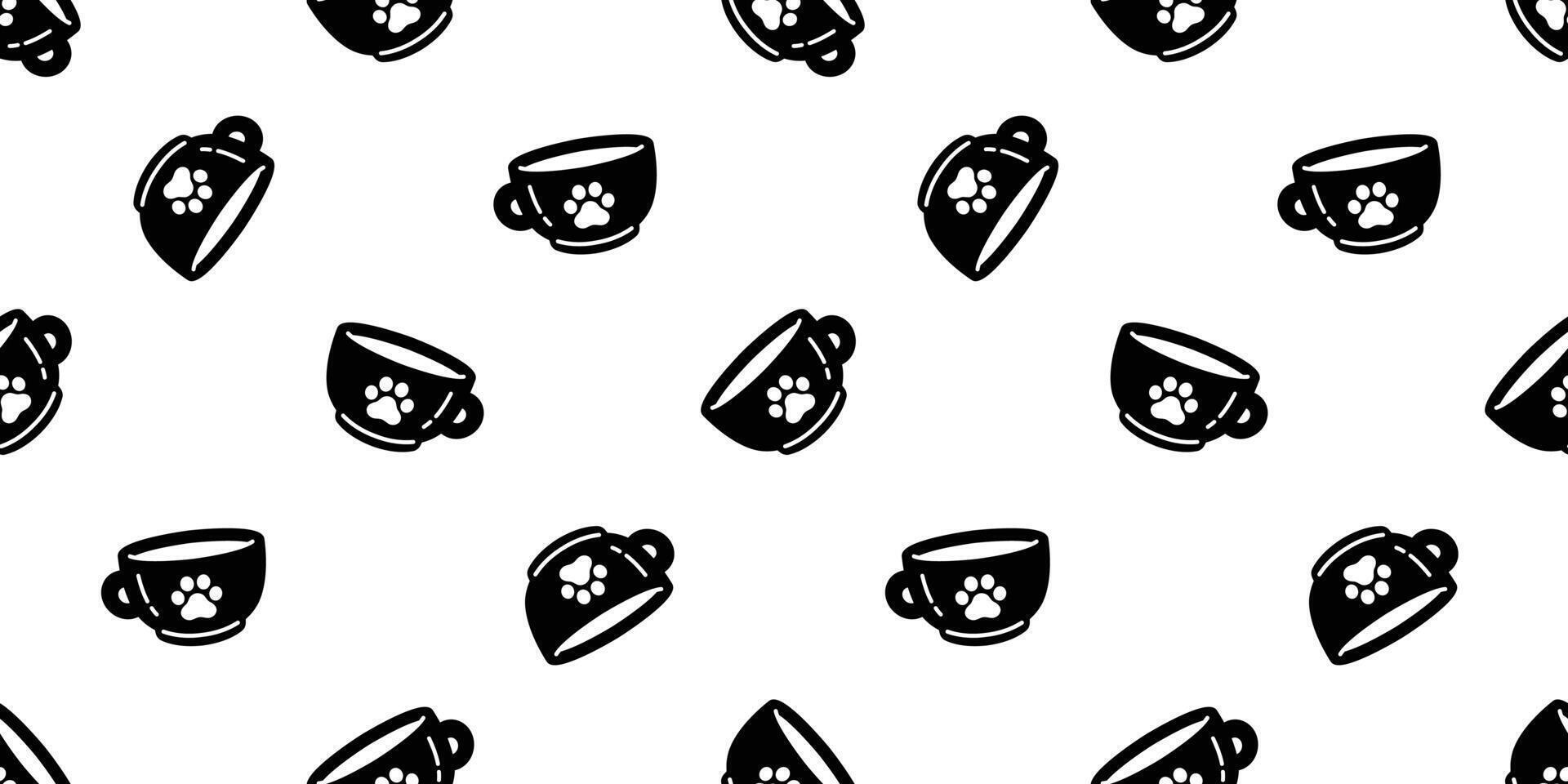 gato pata perro huella sin costura modelo café taza gatito vector té Leche vaso calicó animal mascota bufanda aislado repetir antecedentes dibujos animados loseta fondo de pantalla ilustración garabatear negro diseño