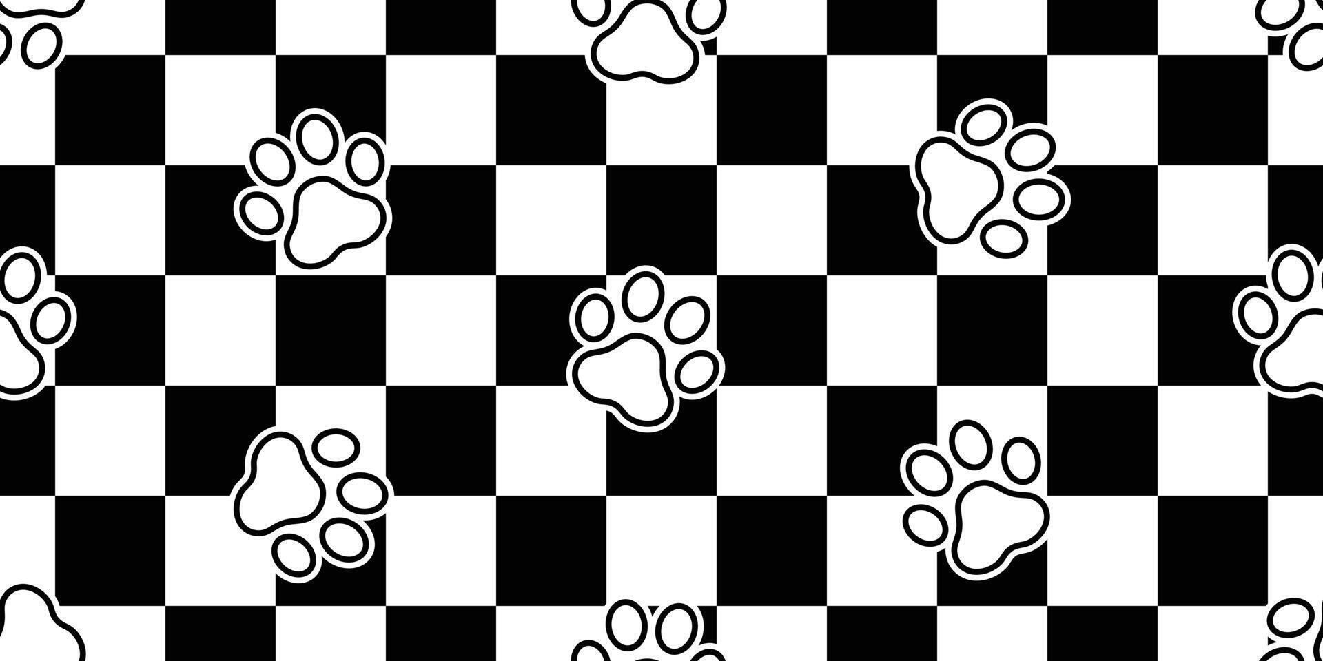 dog paw seamless pattern cat footprint french bulldog vector checked cartoon repeat wallpaper scarf isolated tile background illustration doodle design