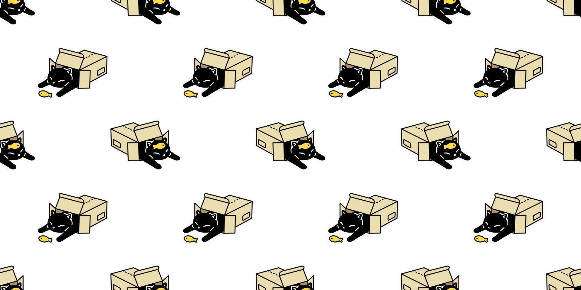 gato sin costura modelo gatito papel caja vector calicó animal pescado mascota bufanda aislado repetir antecedentes dibujos animados loseta fondo de pantalla ilustración garabatear diseño