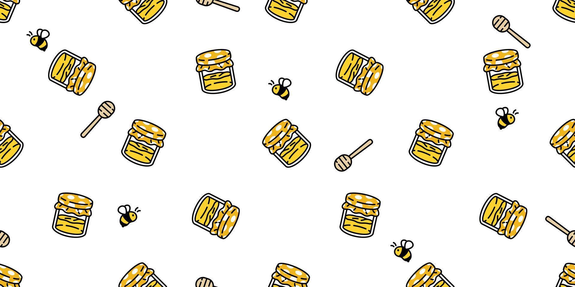 miel abeja sin costura modelo vector oso polar mermelada bufanda aislado dibujos animados repetir antecedentes loseta fondo de pantalla ilustración textil garabatear diseño