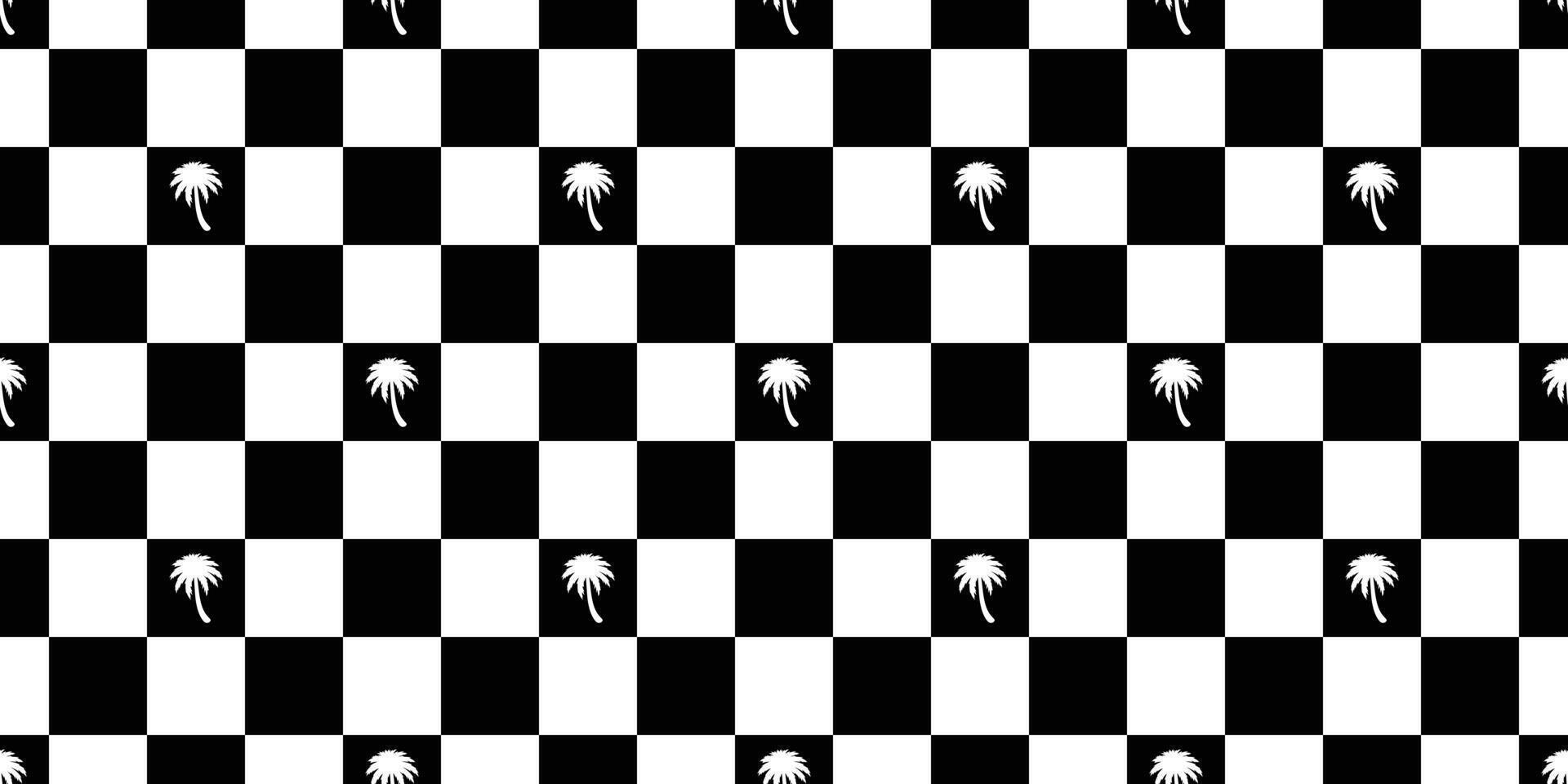 palm tree seamless pattern coconut tree vector checked island tropical ocean beach summer scarf isolated tile background repeat wallpaper cartoon white illustration design