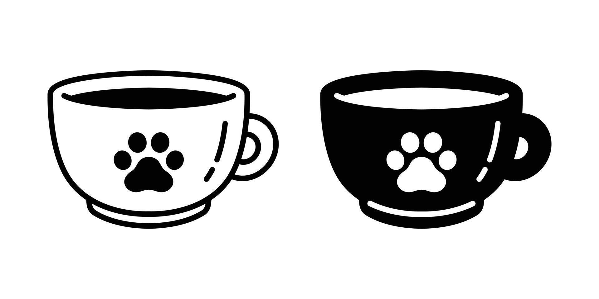 gato pata perro huella vector taza café té icono gatito calicó vaso bebida logo símbolo personaje dibujos animados ilustración garabatear diseño