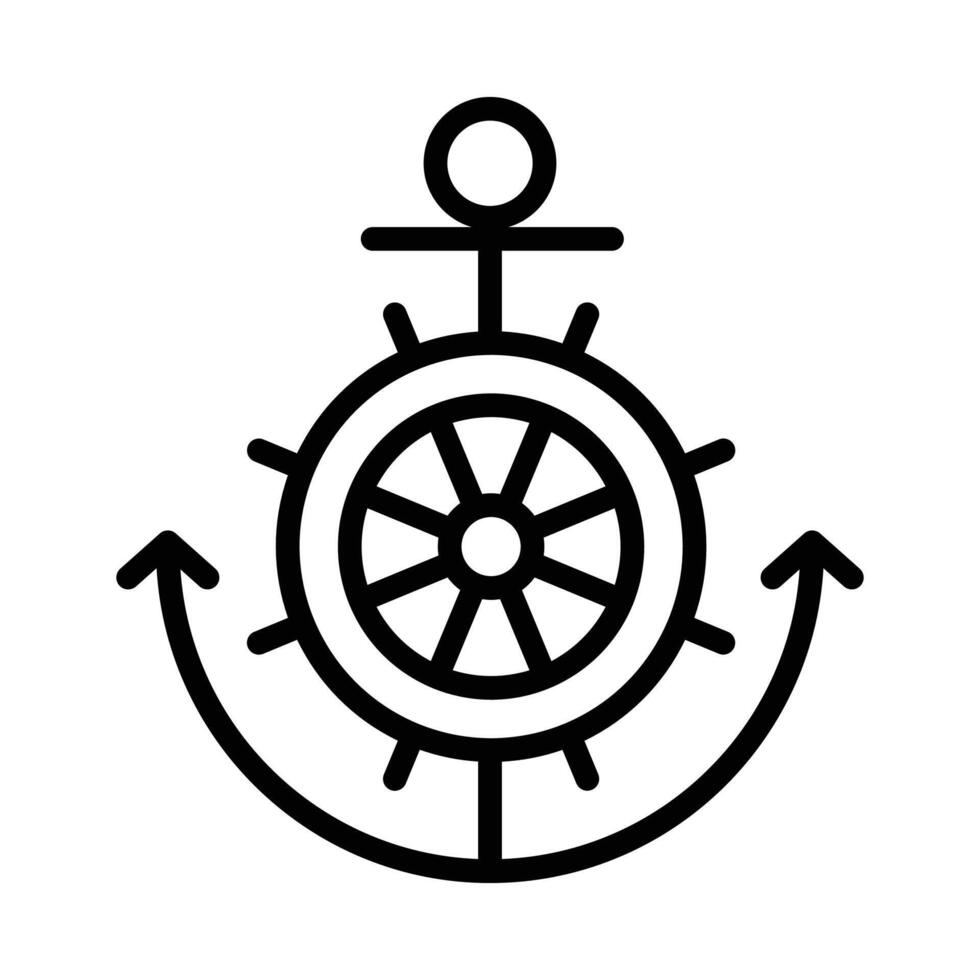 Anchor vector icon logo helm boat symbol pirate Nautical maritime simple cartoon illustration graphic doodle design