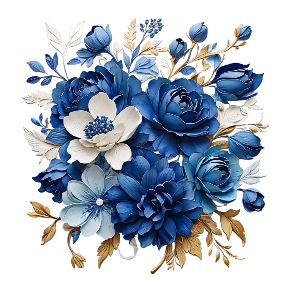 AI generated Digital oilpainted floral pattern design, Glitter flower Bouquet  design, Embossed flower pattern, Glossy flower painting design, Textile flower material design png
