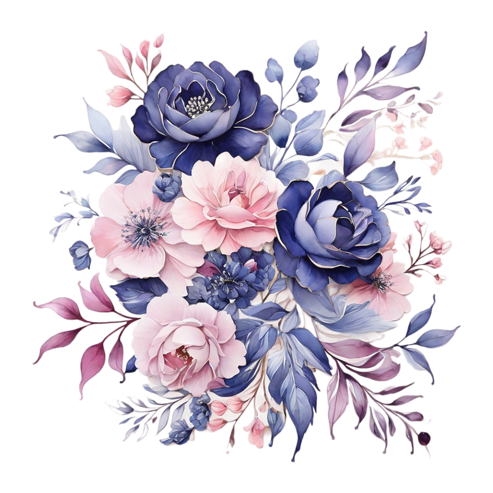 AI generated Digital oilpainted floral pattern design, Glitter flower Bouquet  design, Embossed flower pattern, Glossy flower painting design, Textile flower material design png