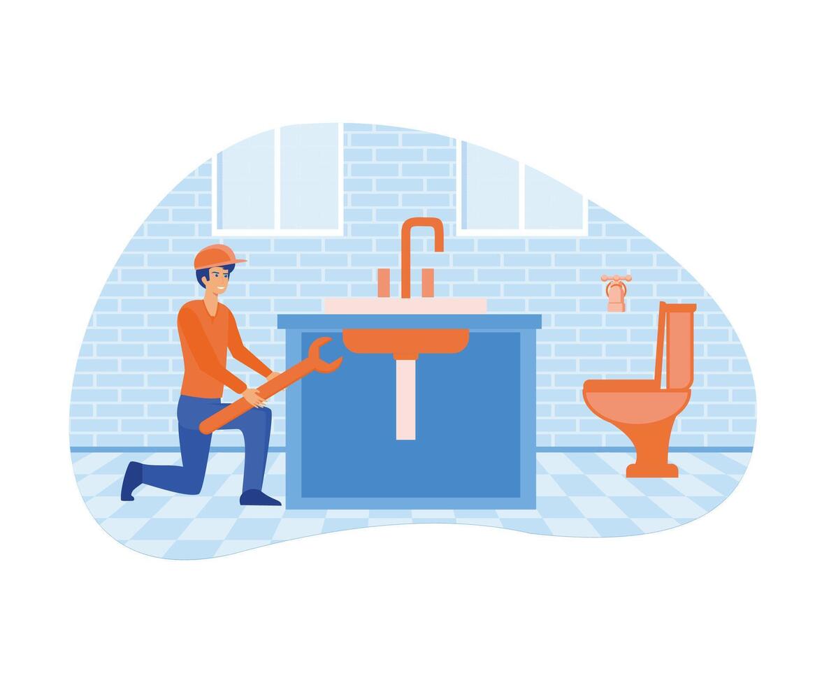 Home renovation abstract concept.  Plumber services. flat vector modern illustration