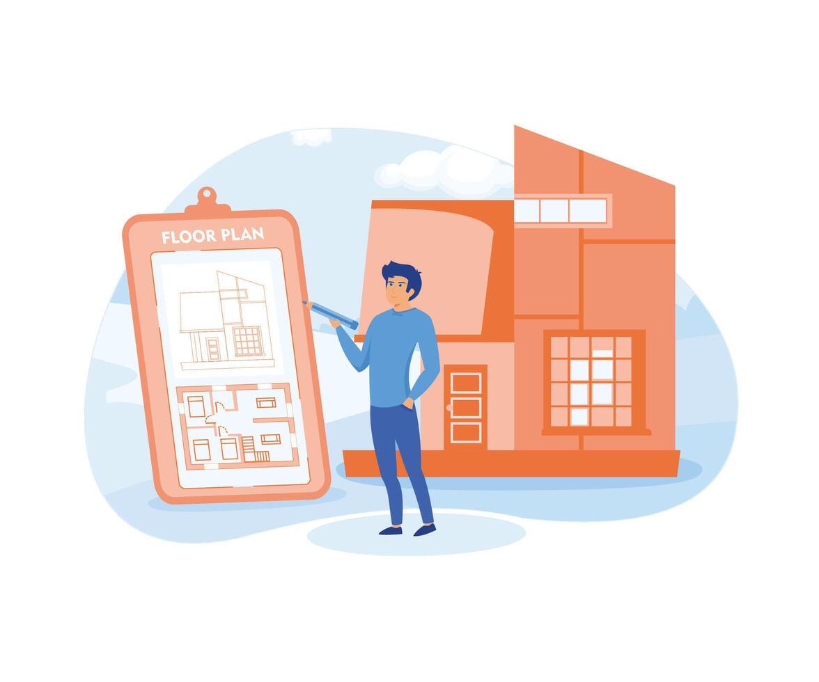 House listing  concept. House real estate photography. flat vector modern illustration