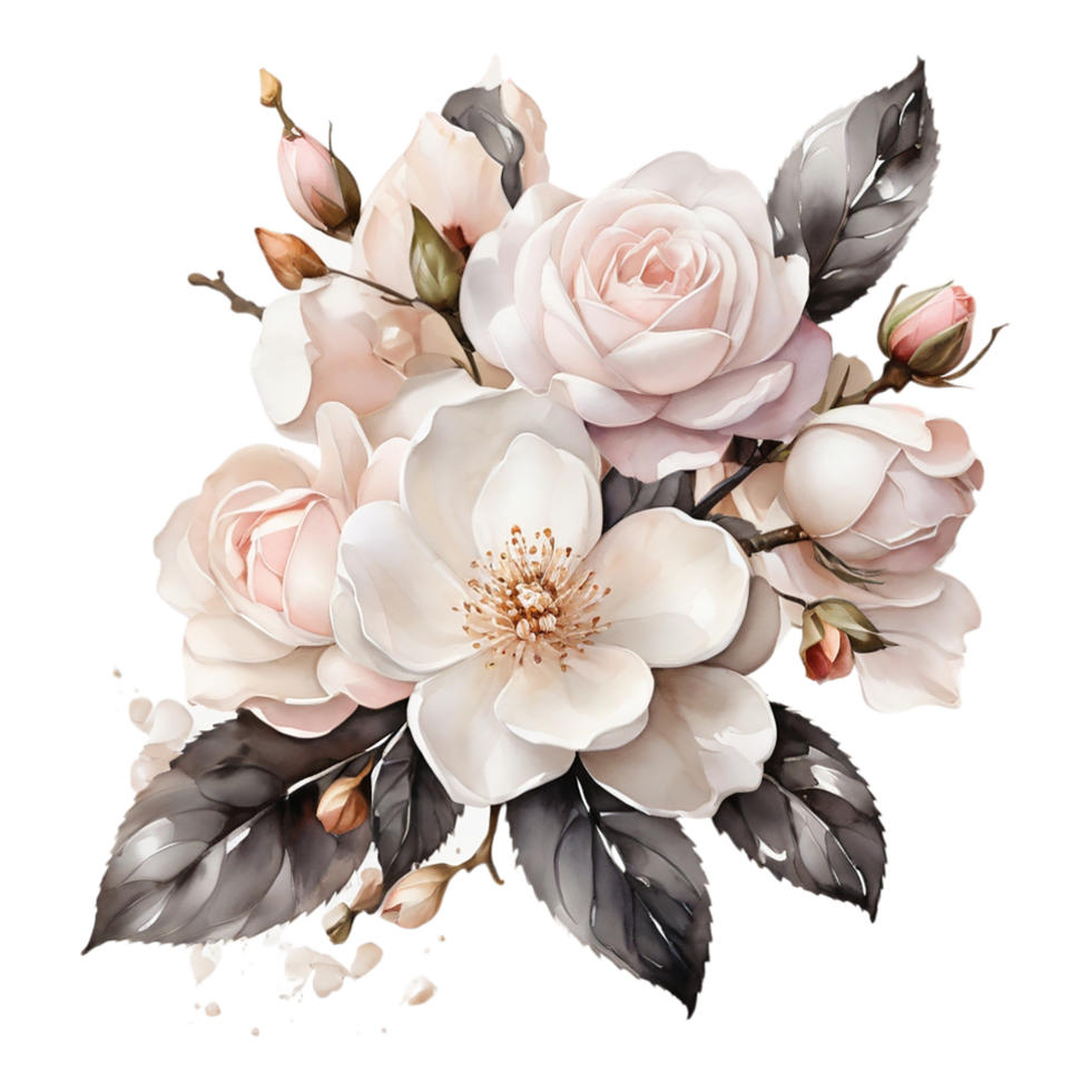 AI generated Watercolor One Rose flower design png
