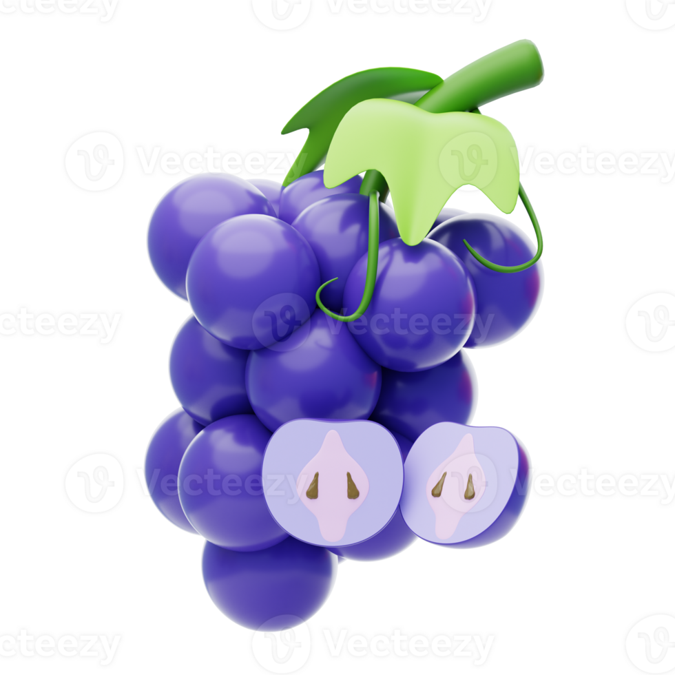 grapes fruit 3d icon. 3d realistic grape png