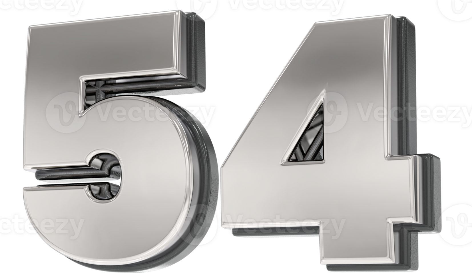 54 Number Silver And Black 3D Render png