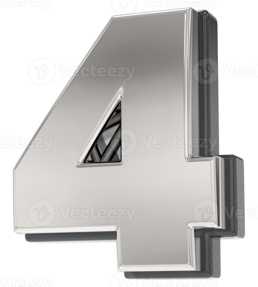 Number Silver 3D Render png