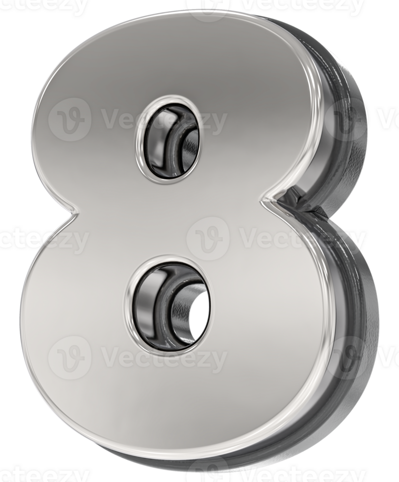 Number Silver 3D Render png