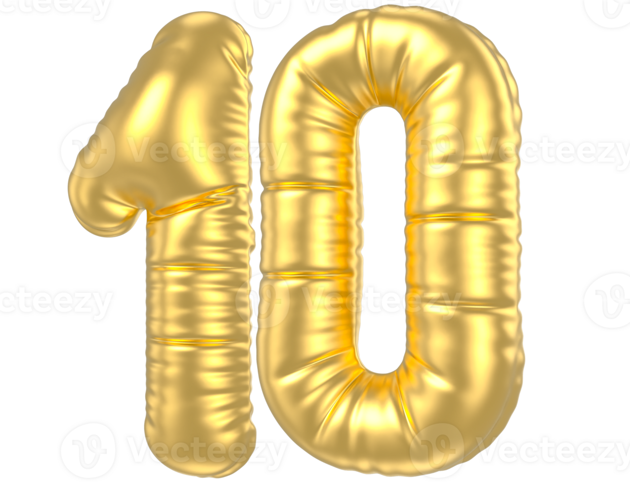 3d gold number 10  rendering png