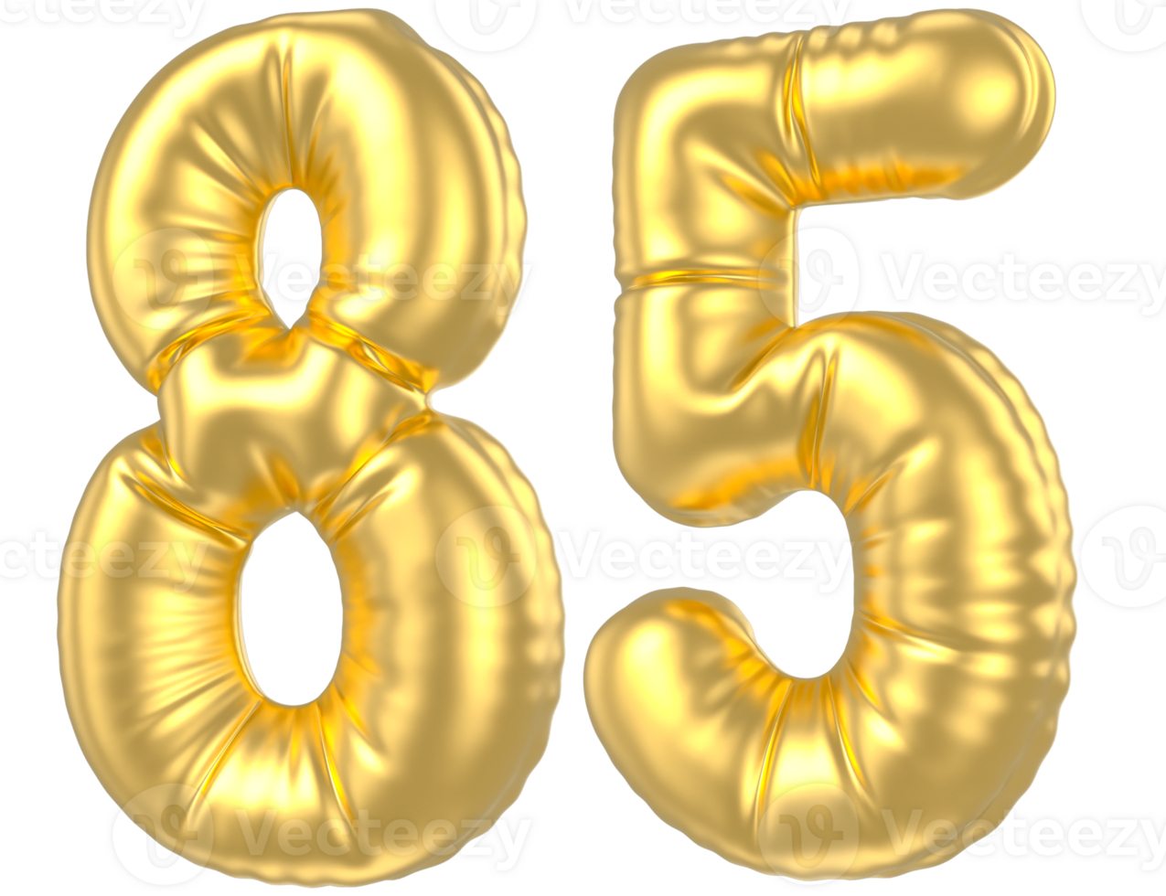 3d gold number 85  rendering png