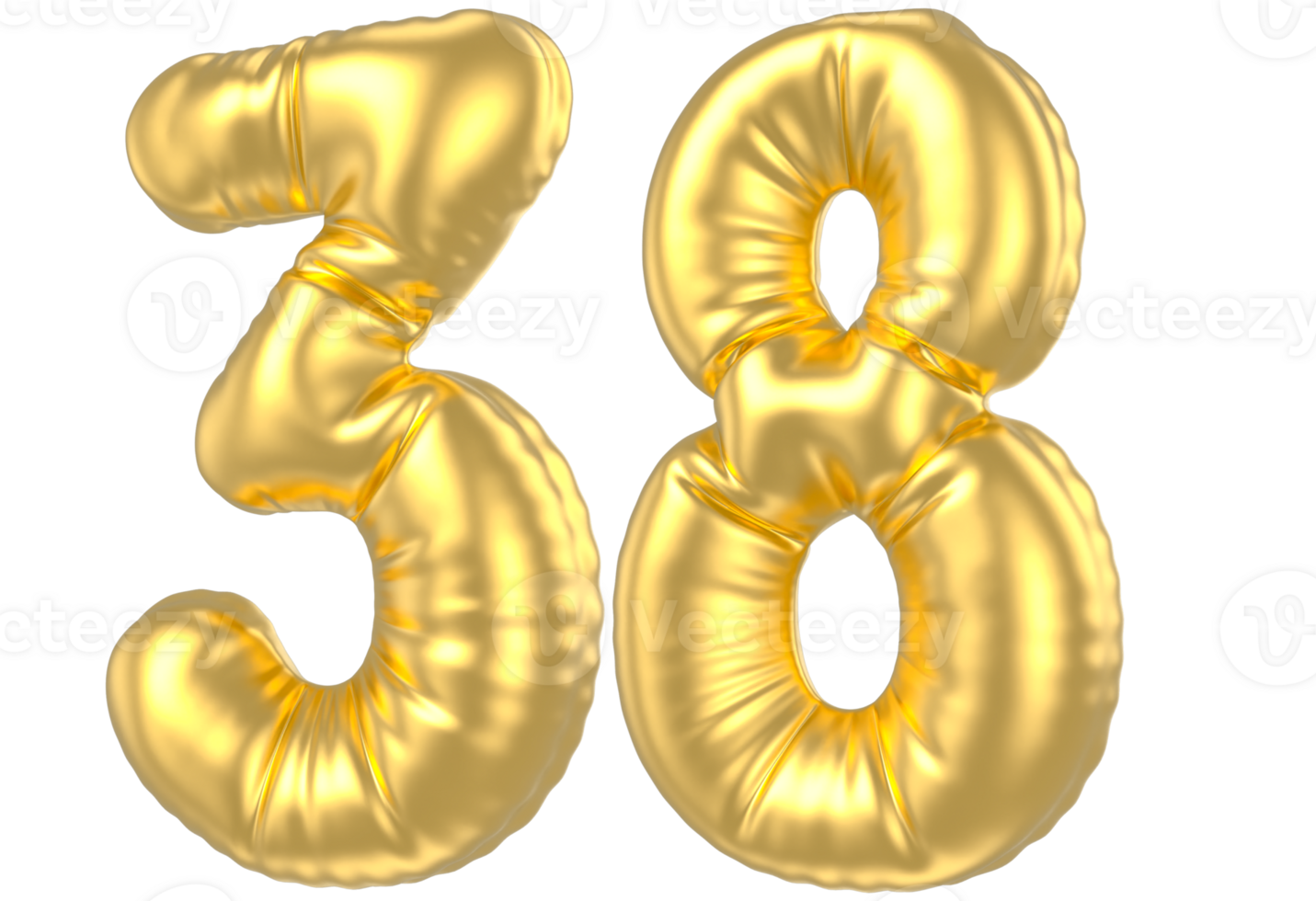 3d gold number 38  rendering png