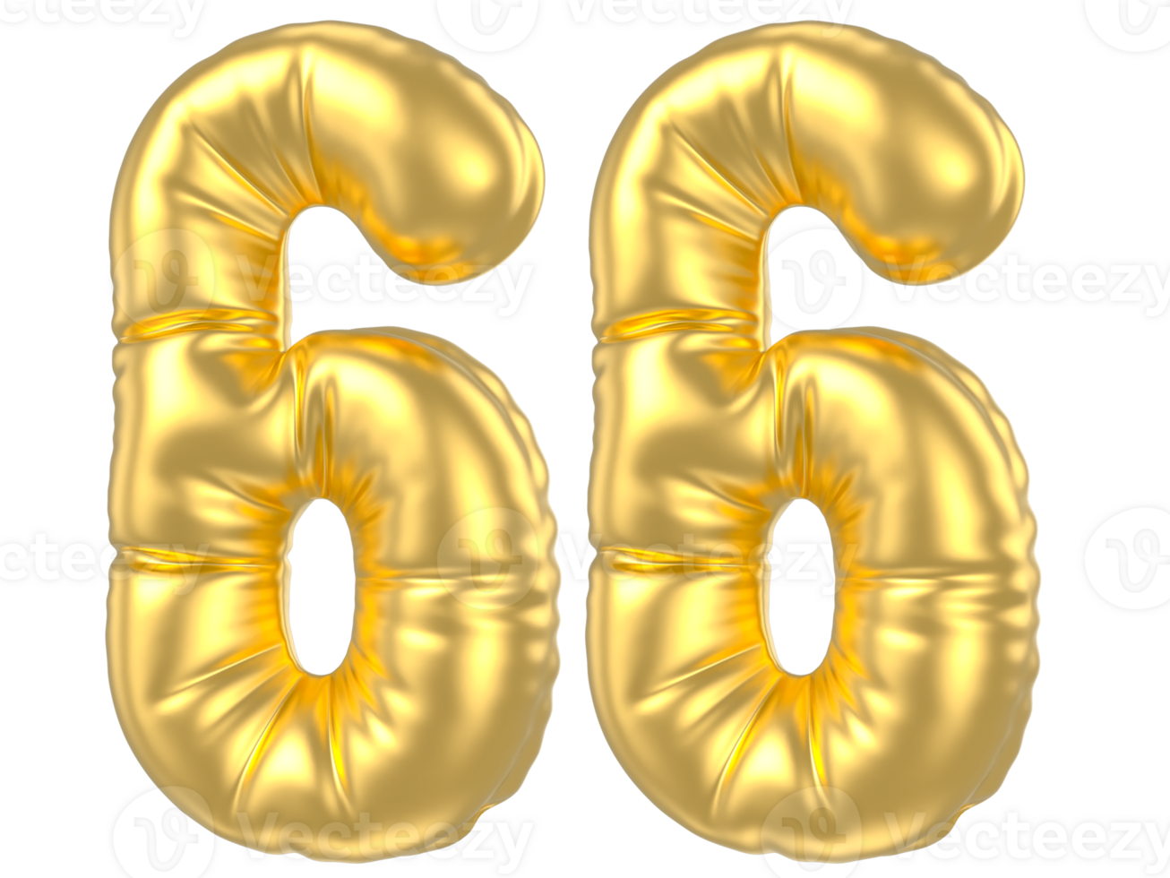 3d gold number 66  rendering png