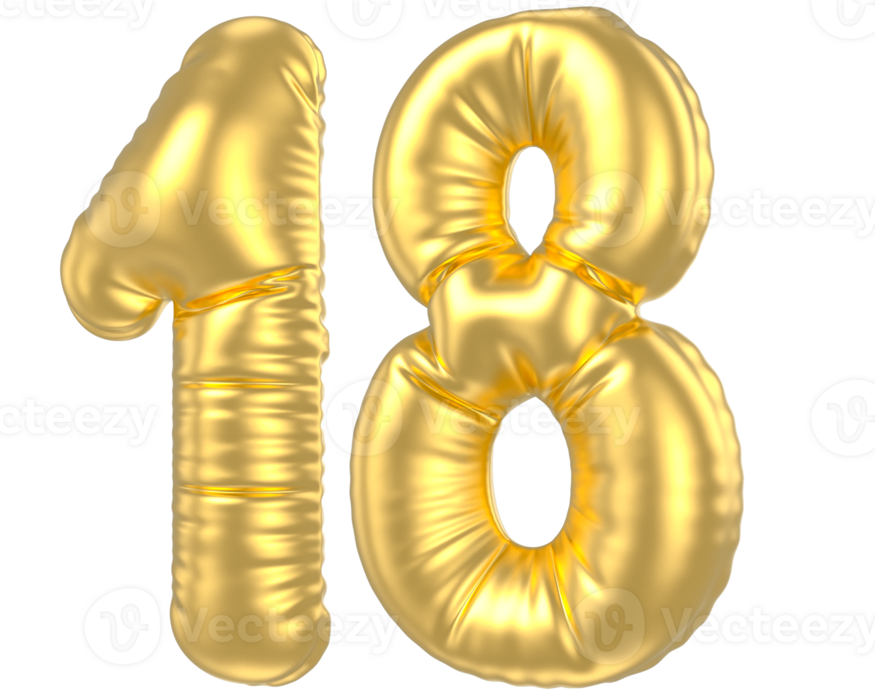 3d gold number 18  rendering png