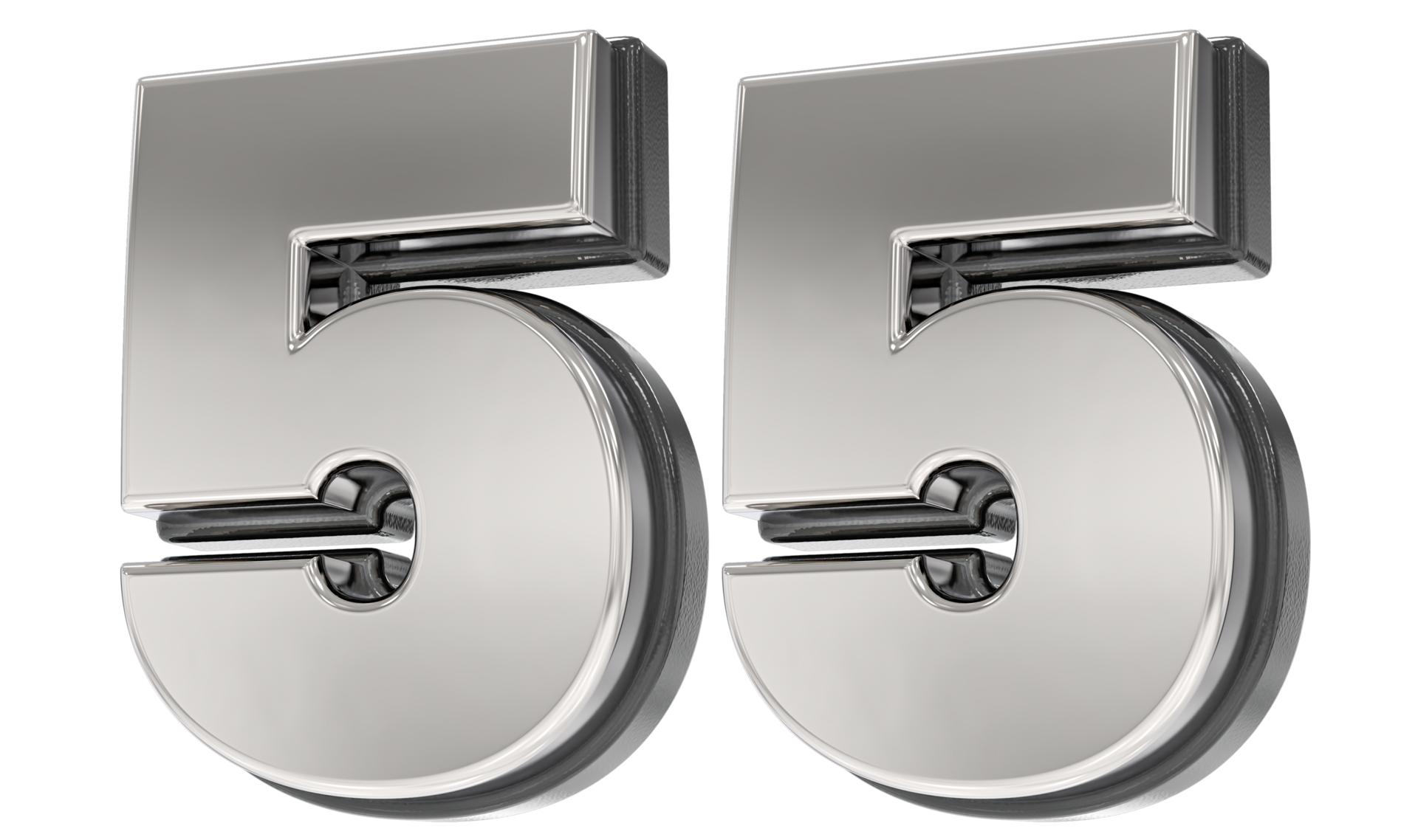 55 Number Silver And Black 3D Render 41280487 PNG