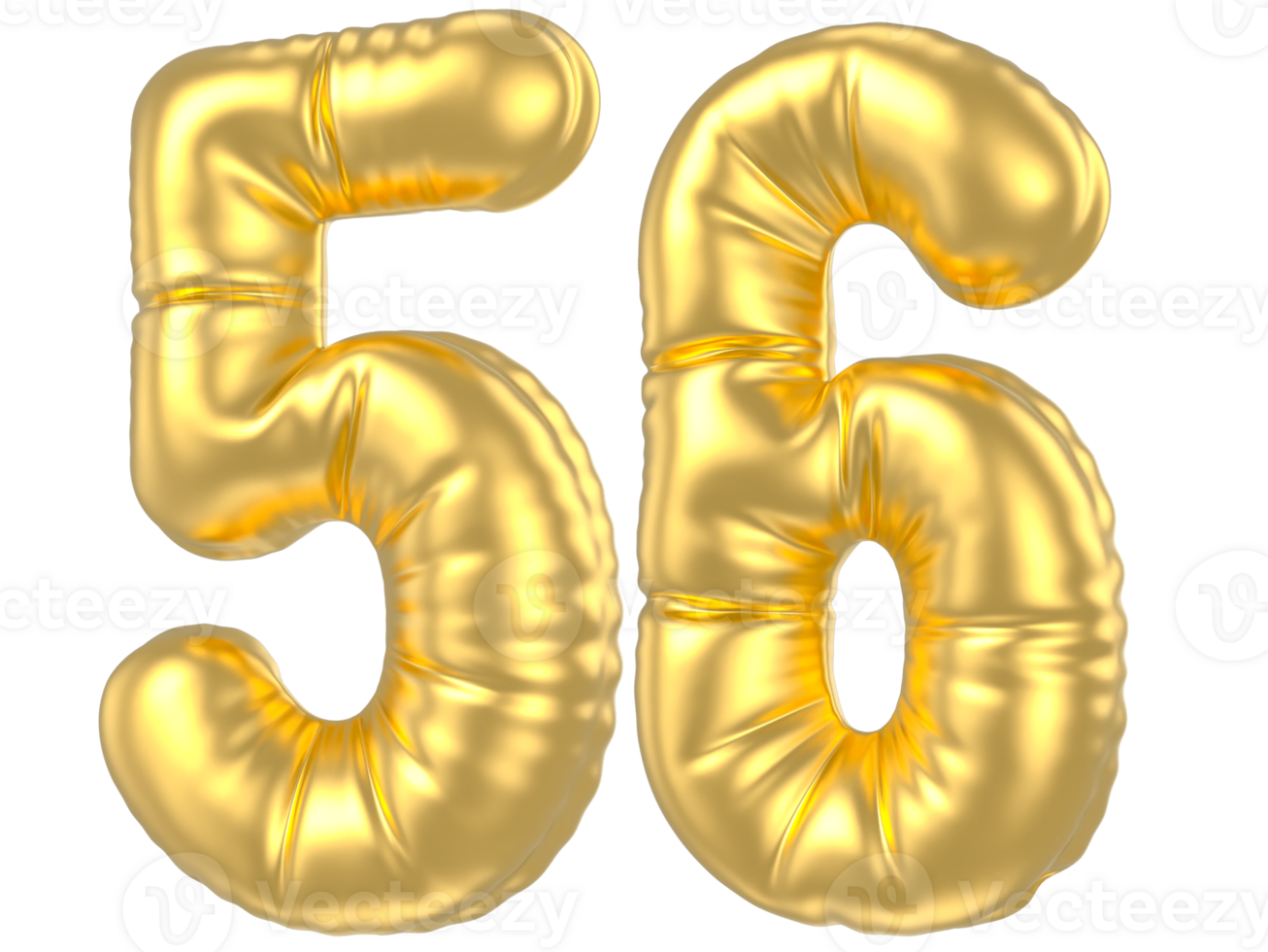 3d gold number 56  rendering png