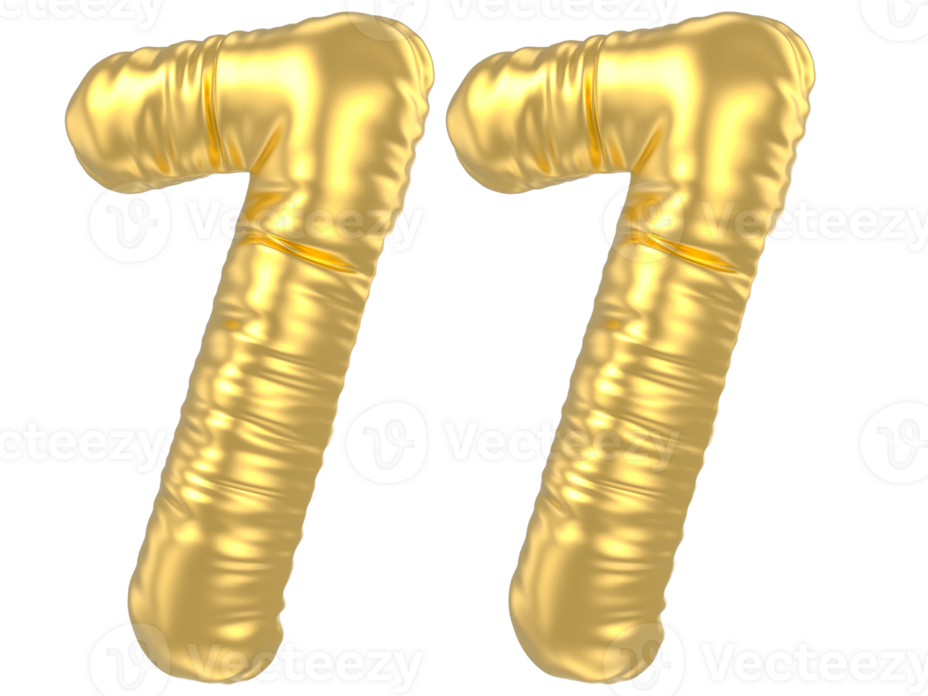 3d gold number 77  rendering png