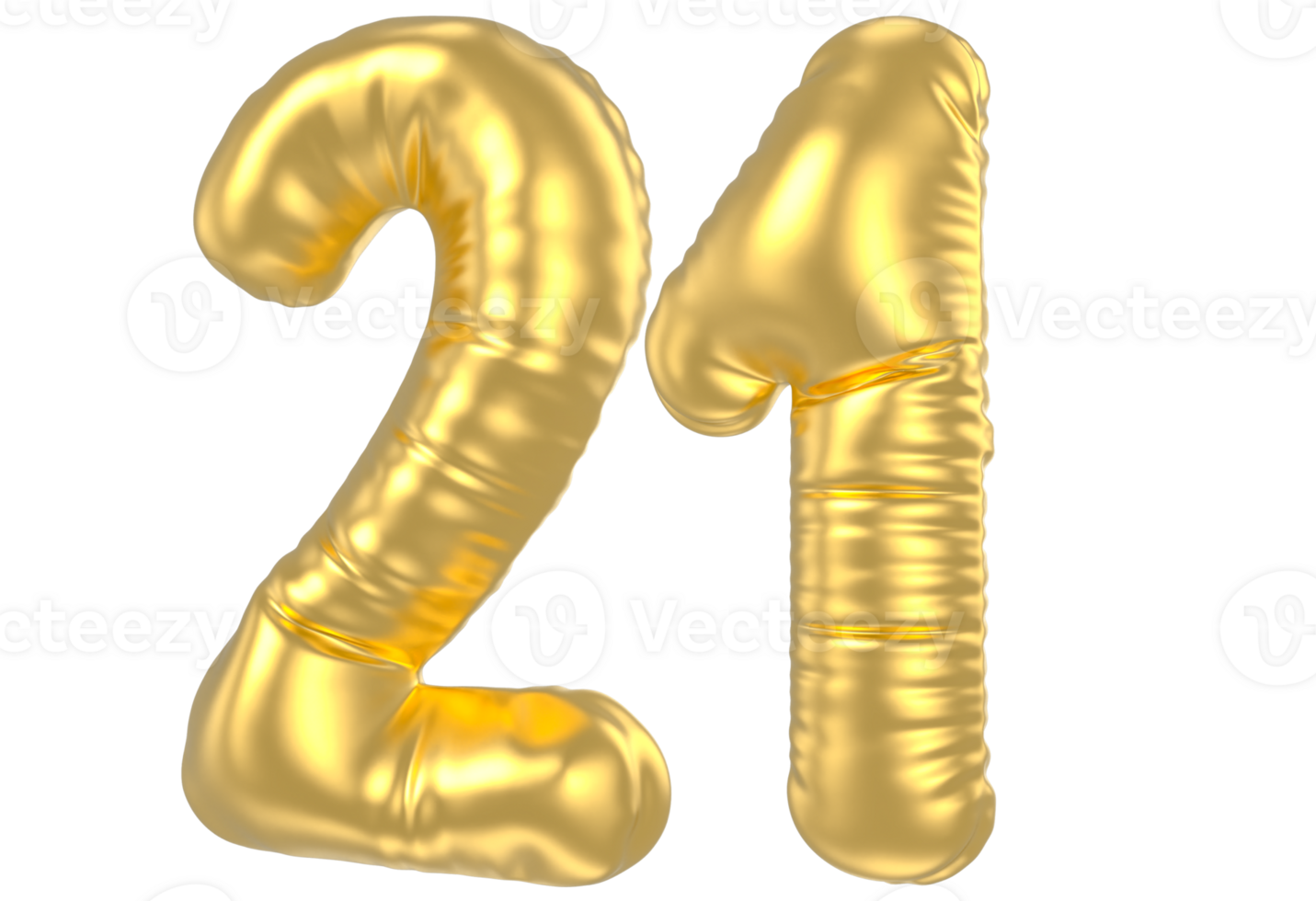 3d gold number 21  rendering png