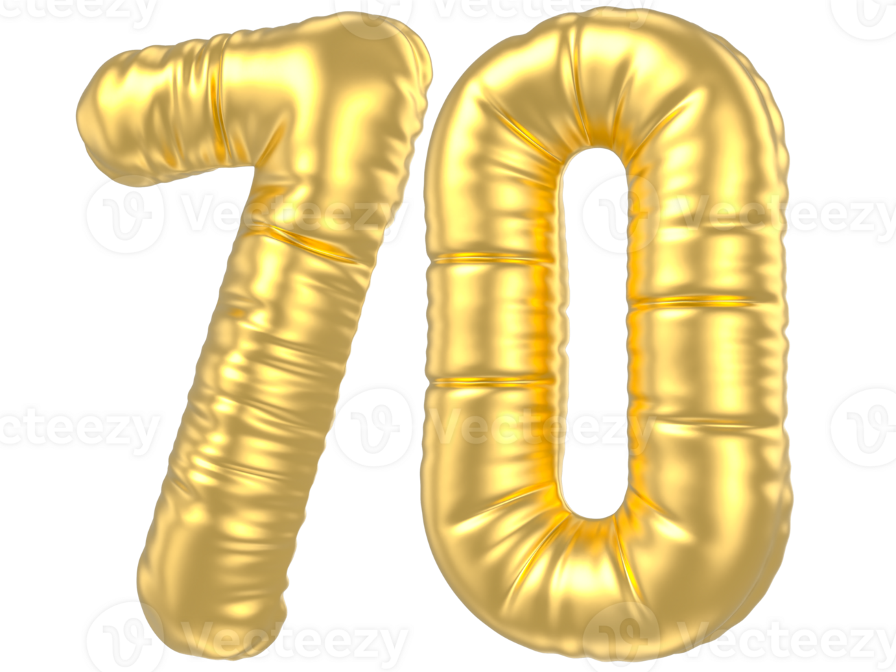 3d gold number 70  rendering png