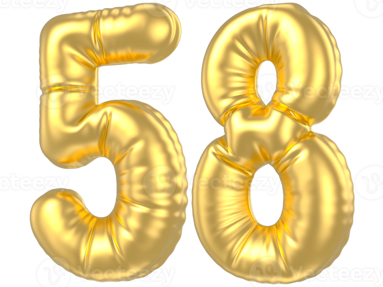 3d gold number 58  rendering png