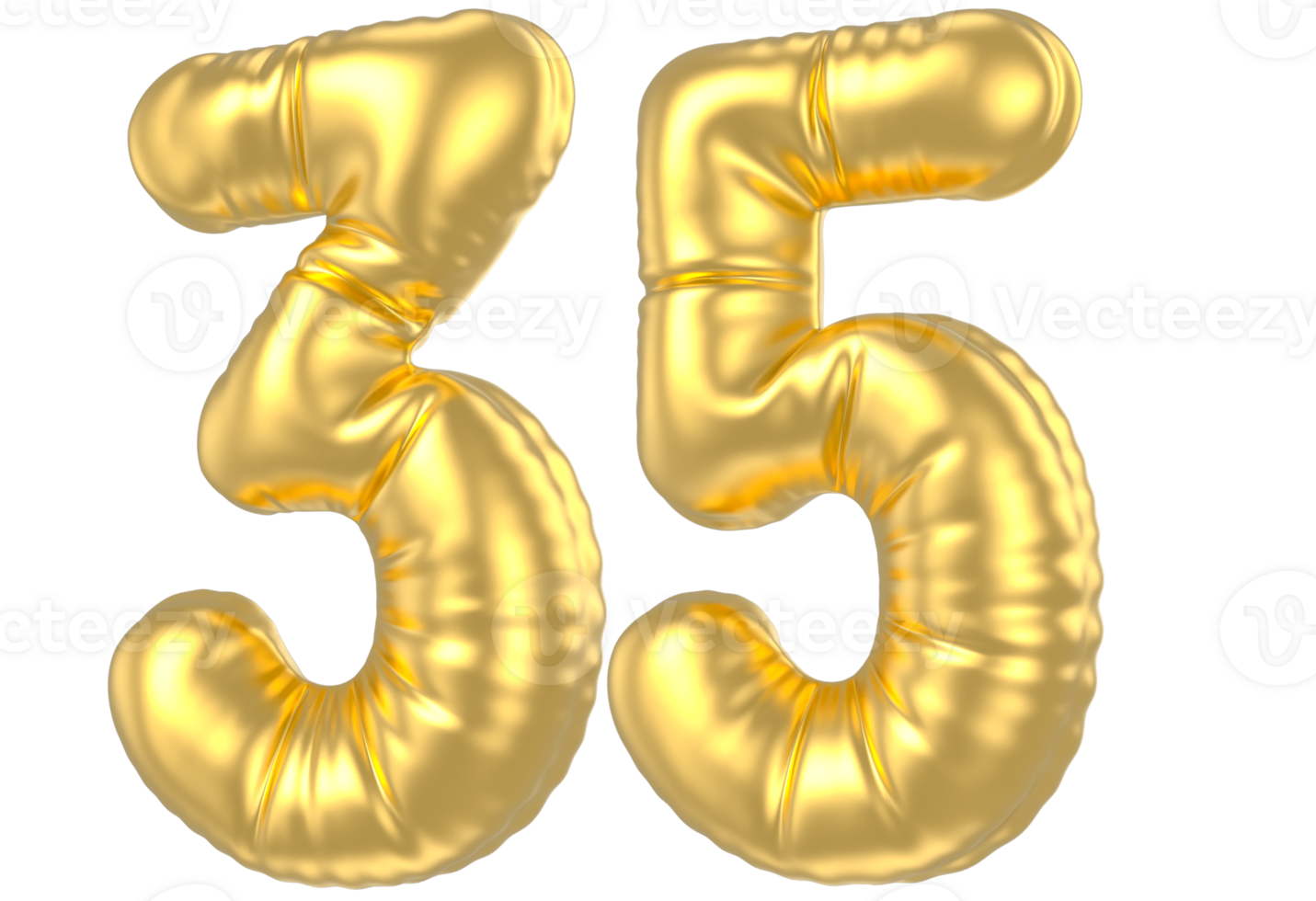 3d gold number 35  rendering png