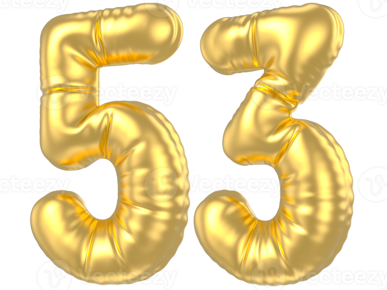 3d gold number 53  rendering png