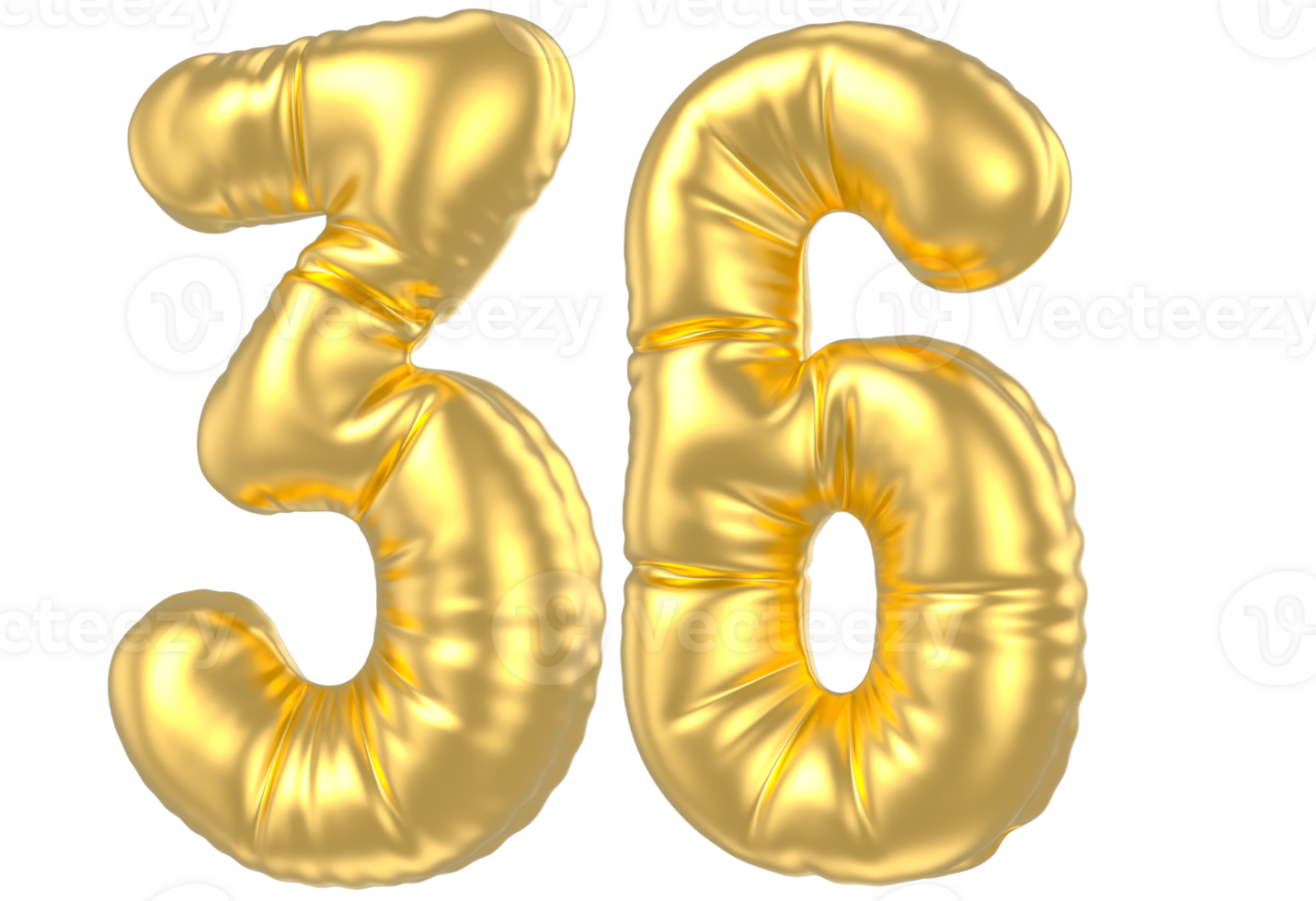 3d gold number 36  rendering png