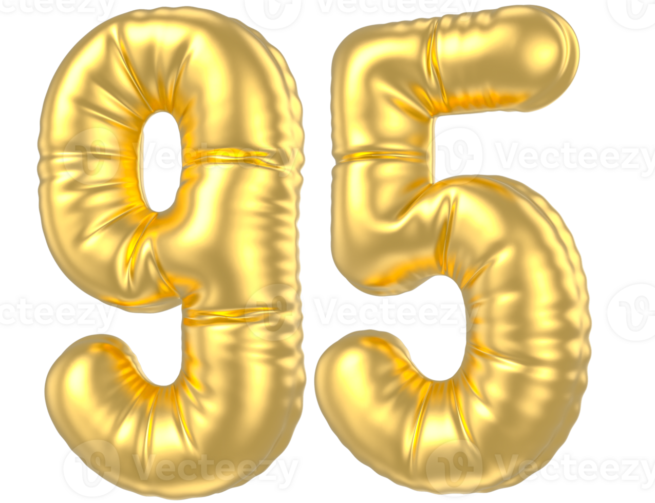 3d gold number 95  rendering png