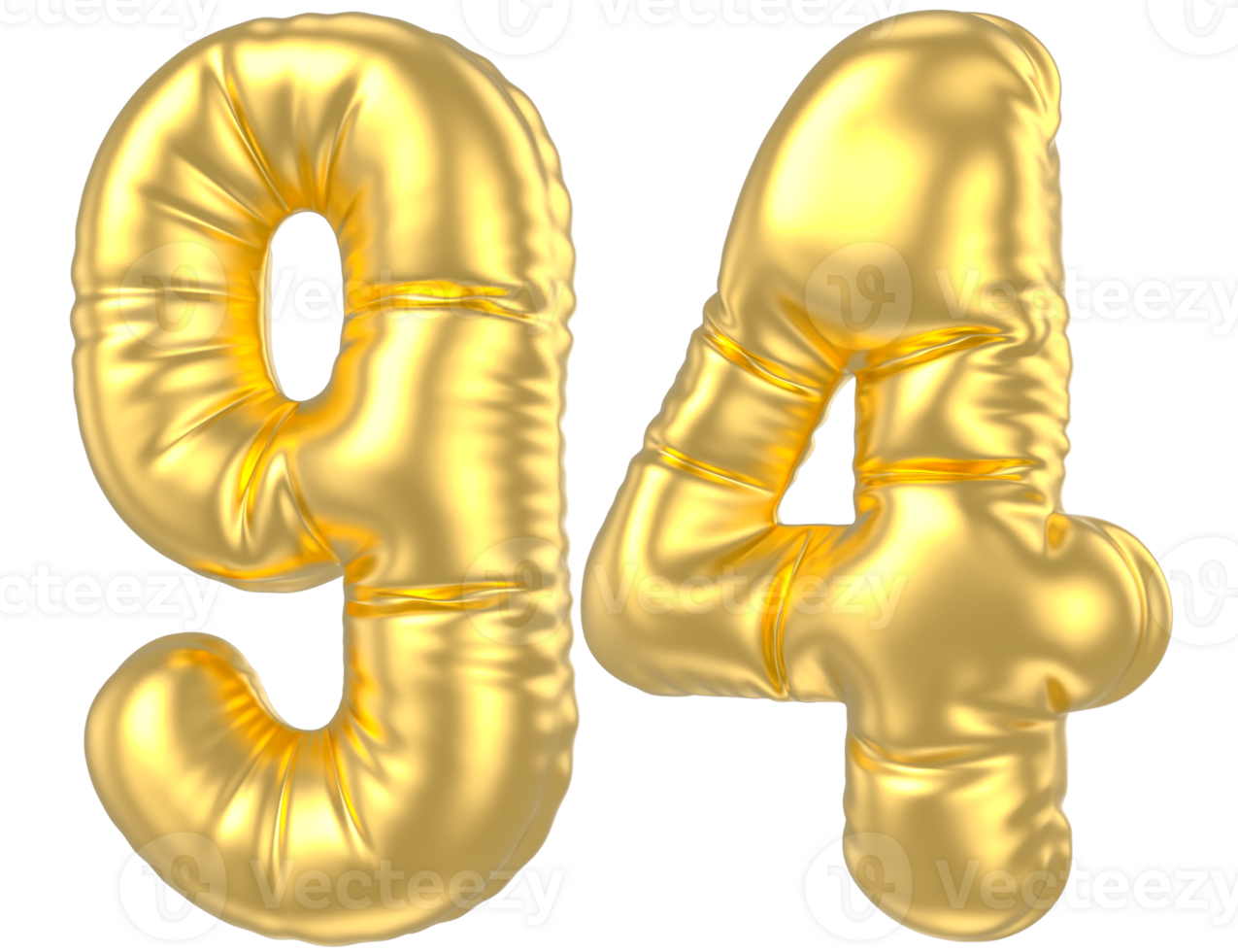 3d gold number 94  rendering png