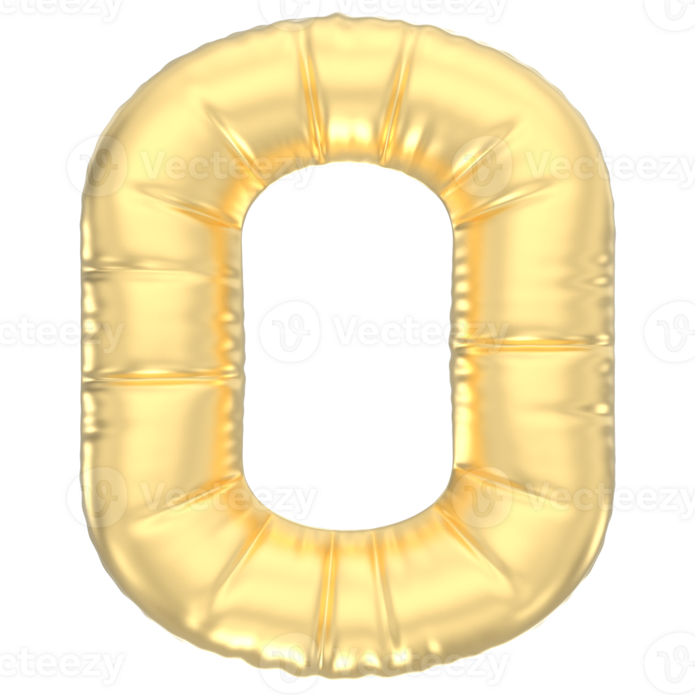 Letter O Balloon Gold 3D Render png