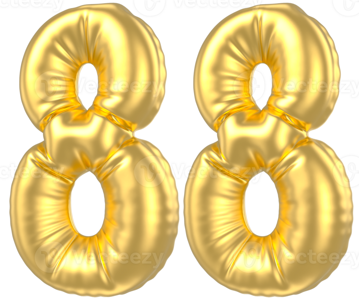 3d gold number 88  rendering png