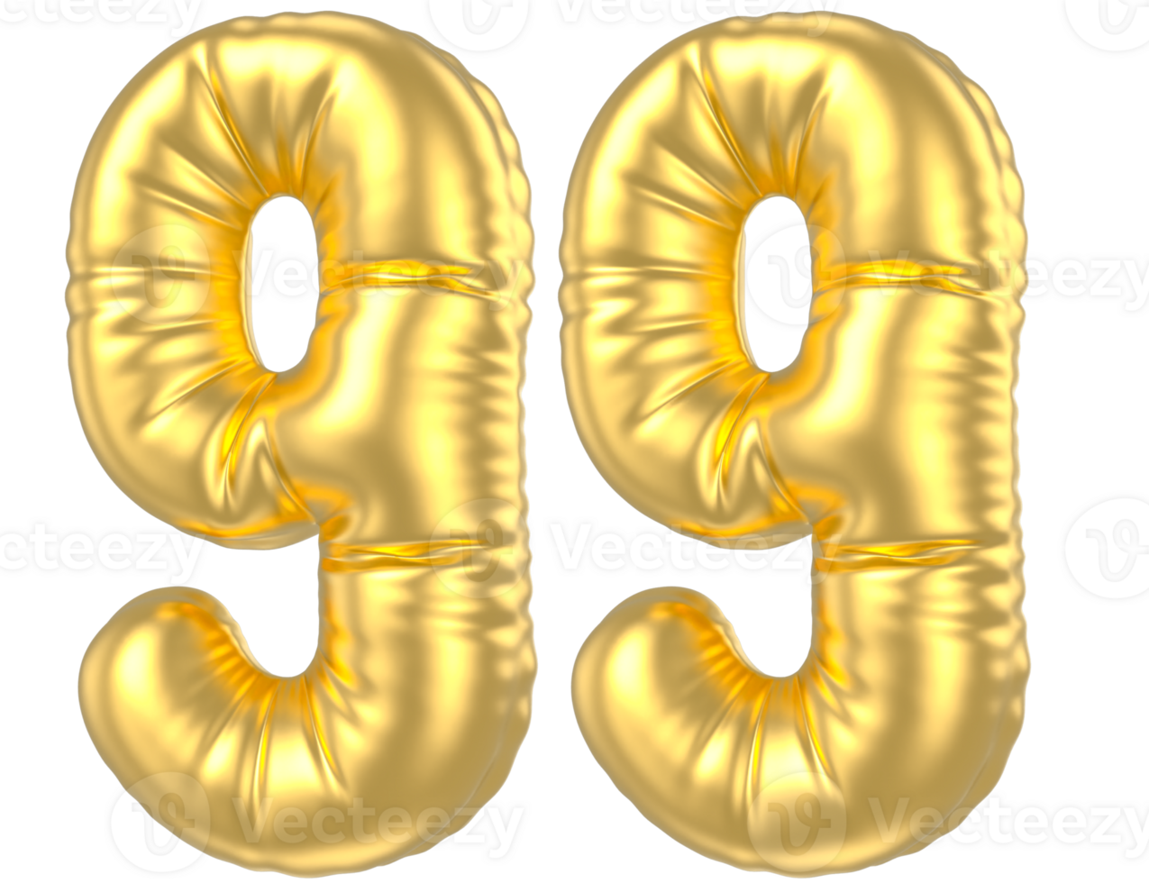 3d gold number 99  rendering png