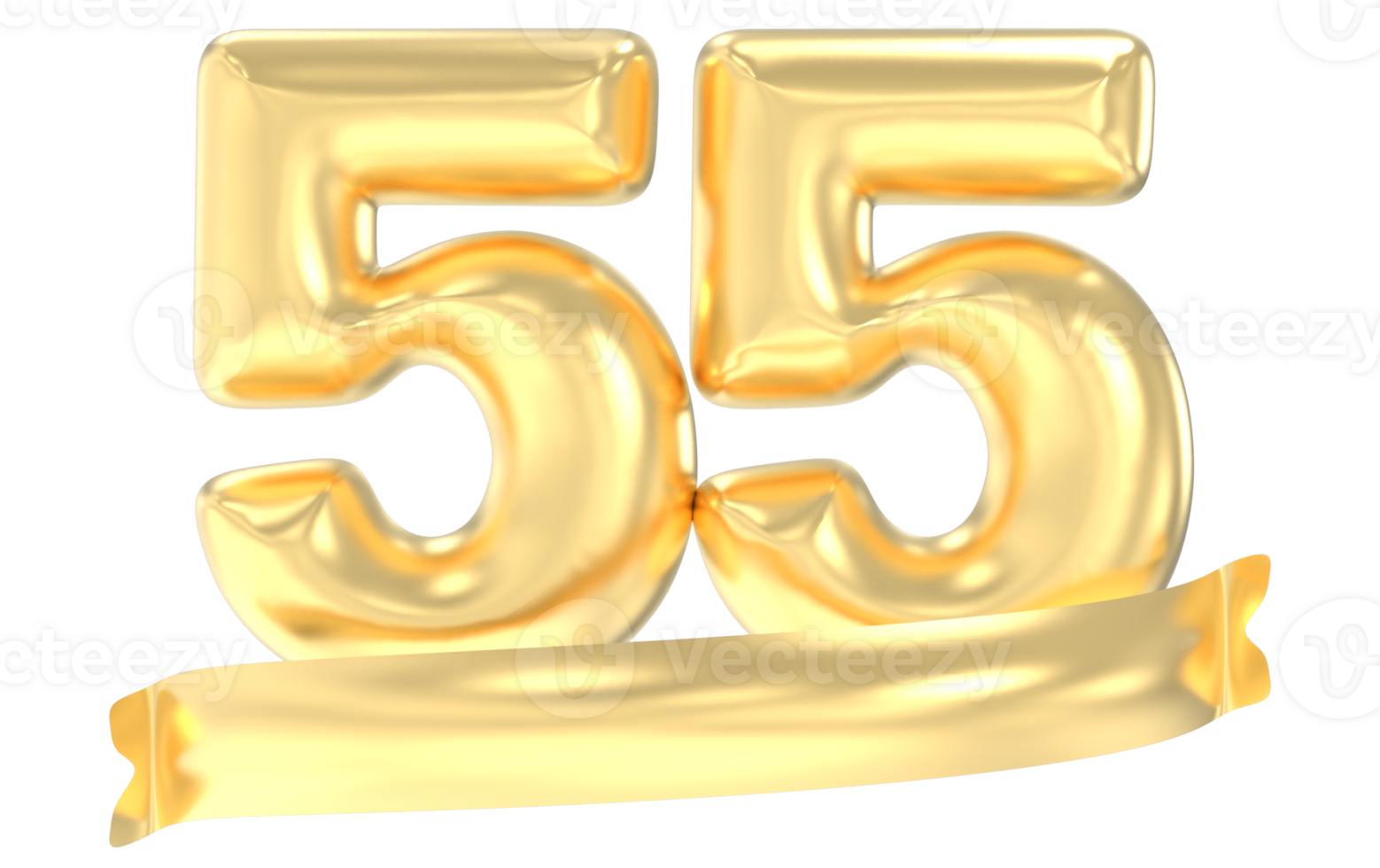 Anniversary 55 Number Gold 3D Rendering png