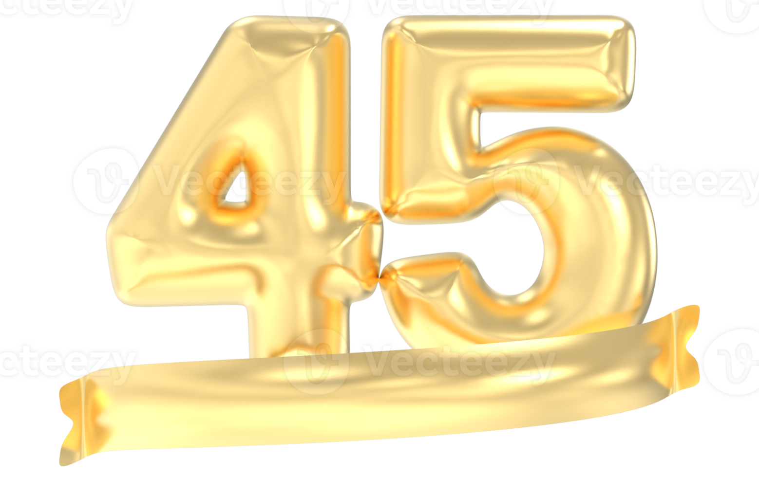 Anniversary 45 Number Gold 3D Rendering png