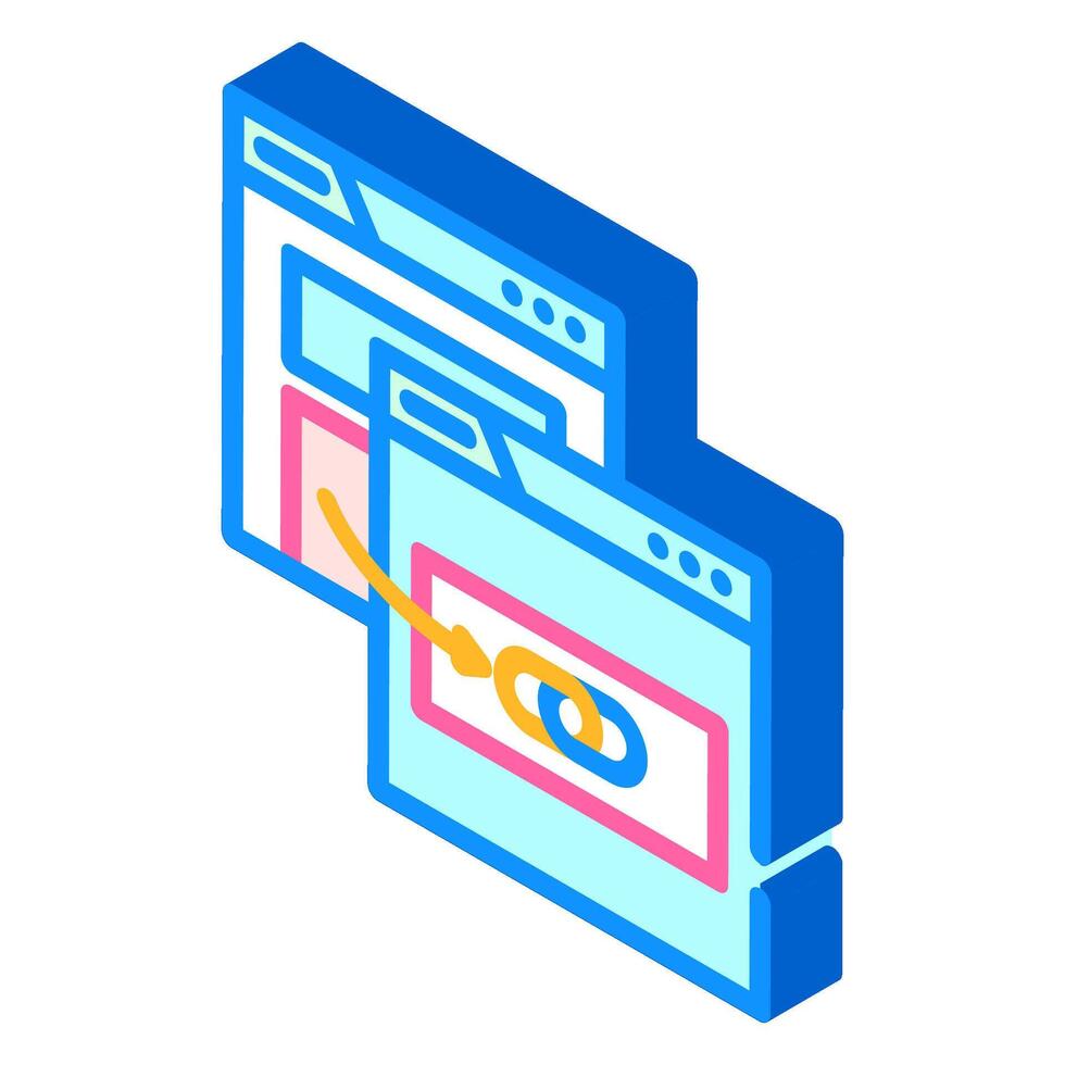 external linking seo isometric icon vector illustration