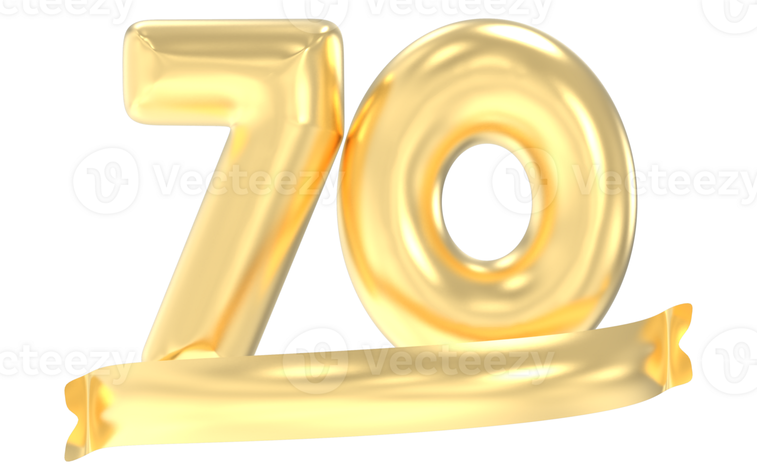 Anniversary 70 Number Gold 3D Rendering png