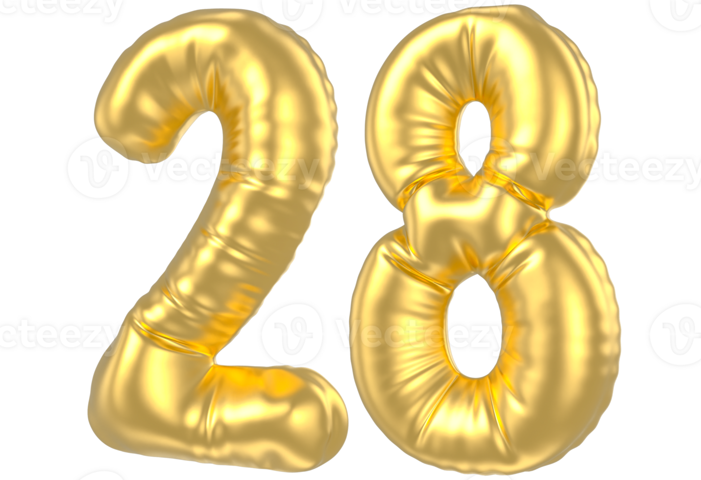 3d gold number 28  rendering png