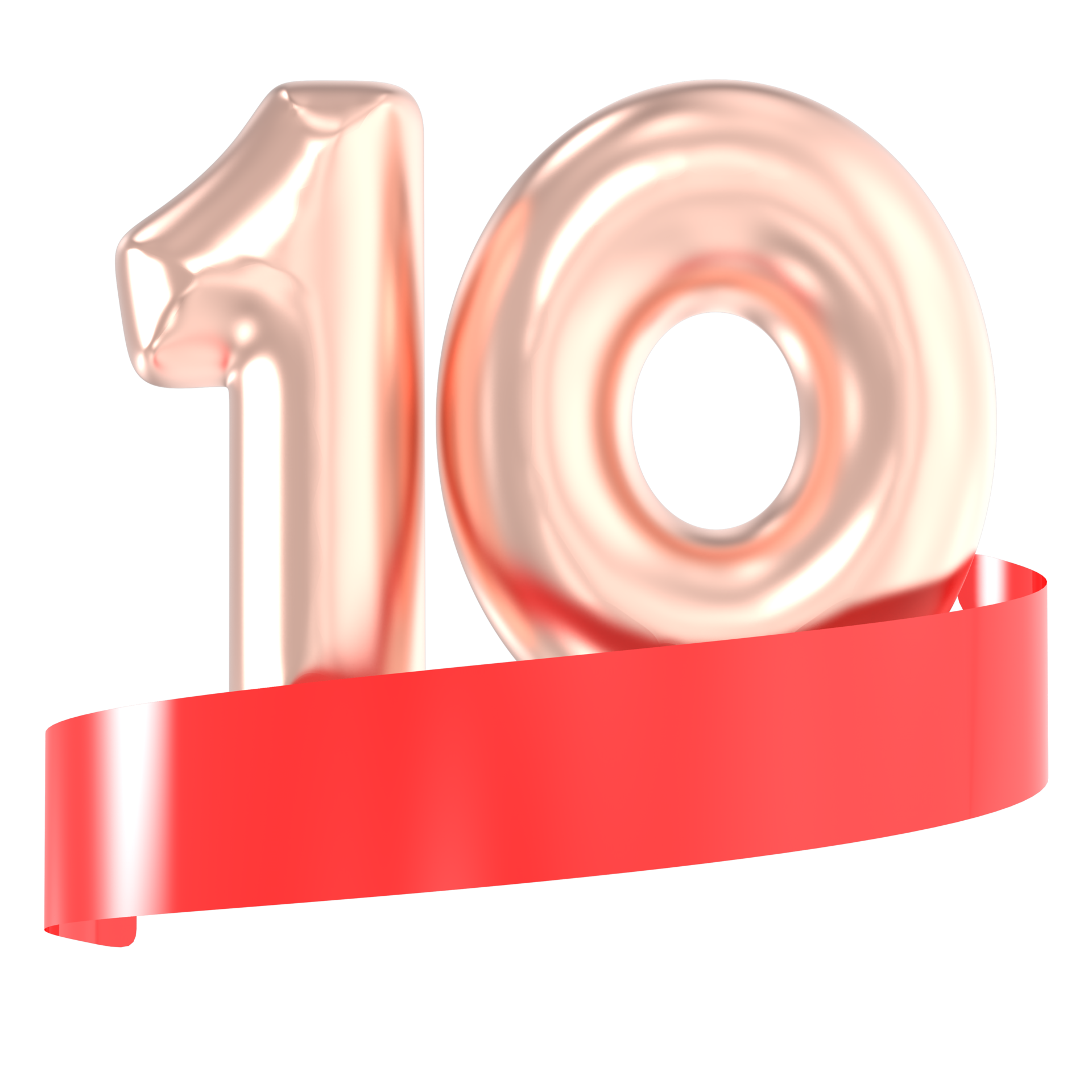 Anniversary Balloon 10 Number Gold 3D Rendering 41280631 PNG