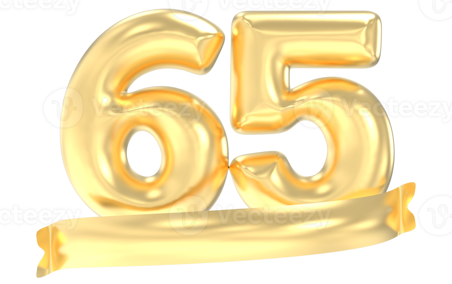 Anniversary 65 Number Gold 3D Rendering png