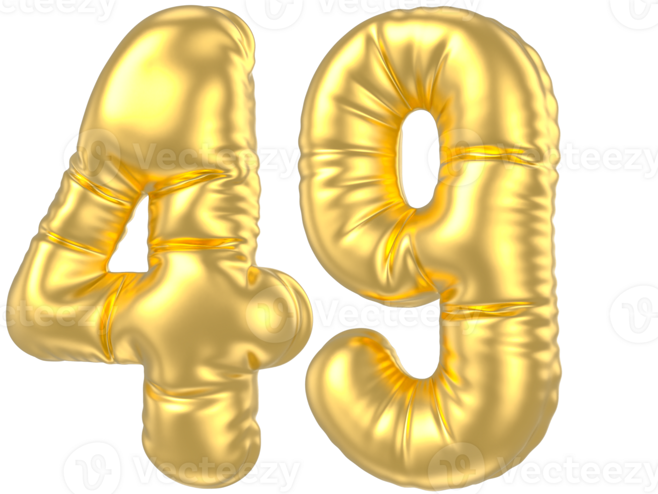 3d gold number 49  rendering png