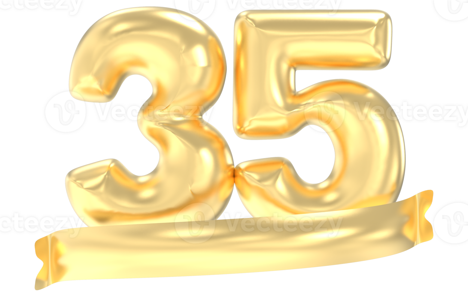 Anniversary 35 Number Gold 3D Rendering png