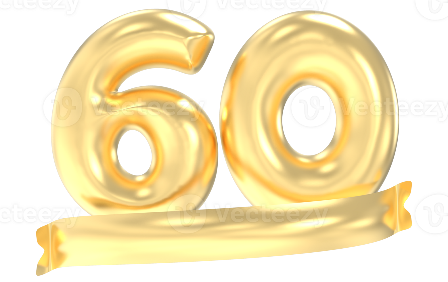 Anniversary 60 Number Gold 3D Rendering png