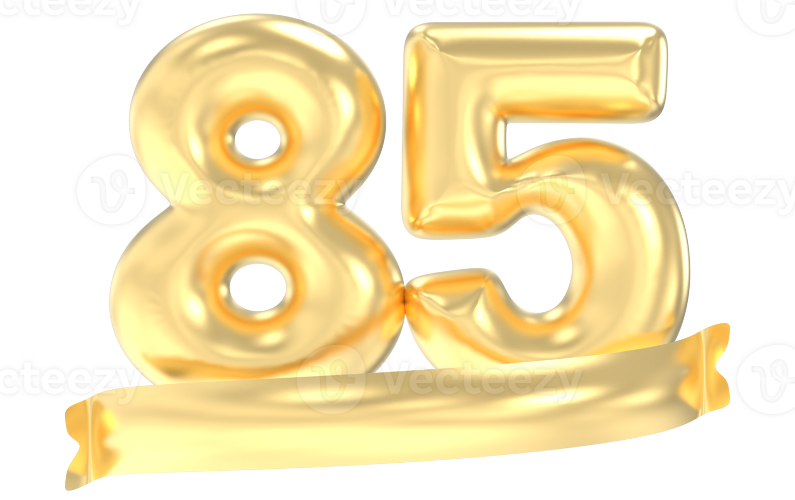 Anniversary 85 Number Gold 3D Rendering png