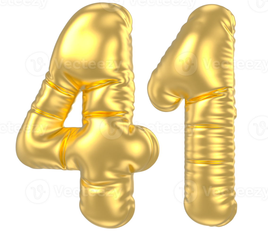 3d gold number 41  rendering png