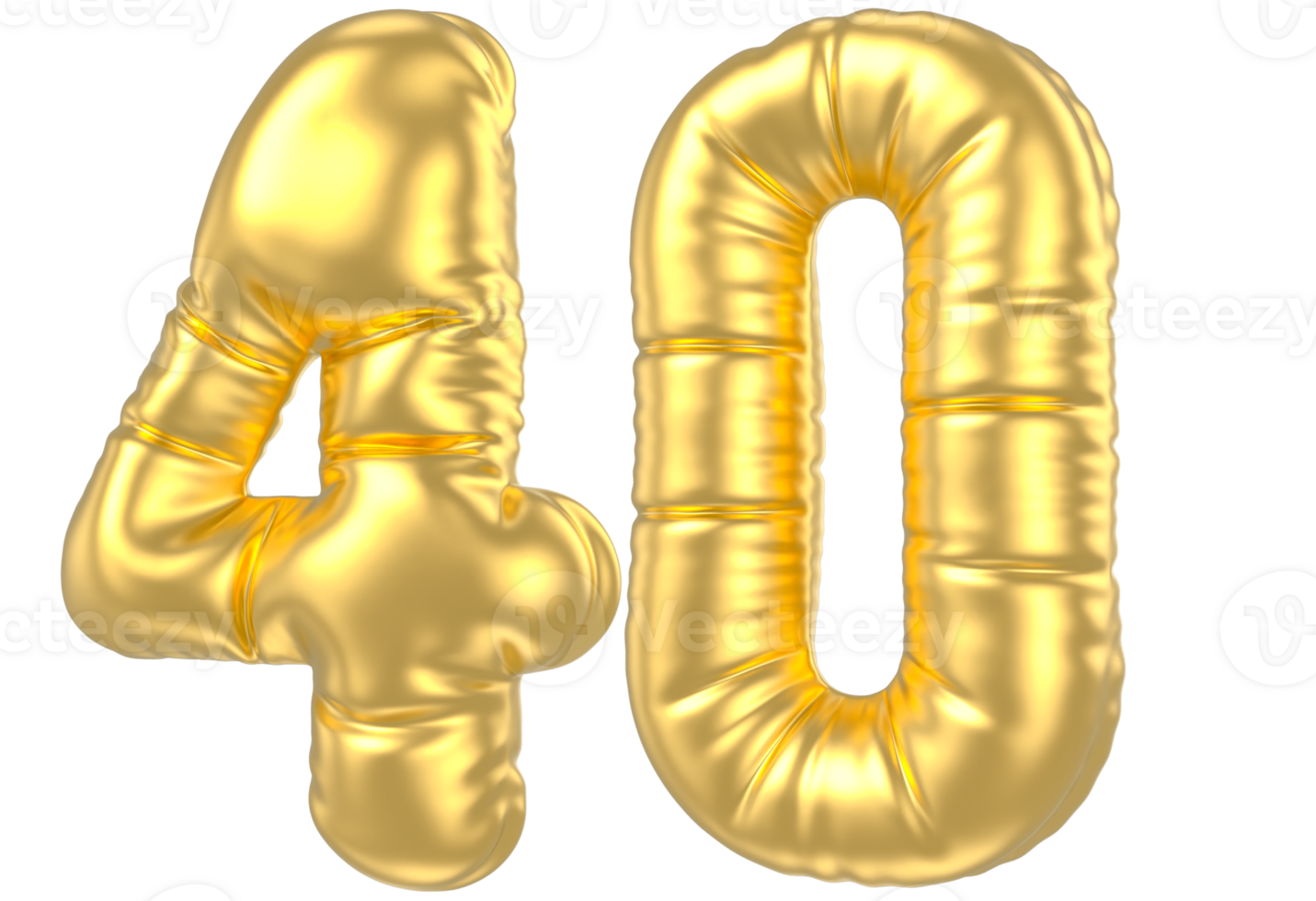 3d gold number 40  rendering png