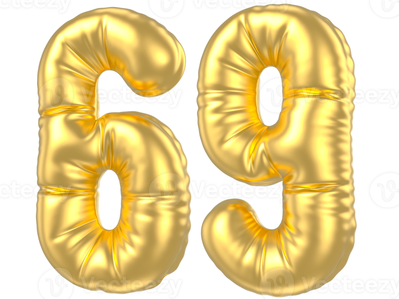 3d gold number 69  rendering png